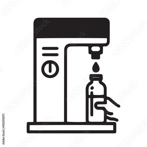Bottle Refill Point Icon With Circular Arrows And Tap, Public Refillable Water Dispenser Vector For Bottle Fill Programs And Sustainable Amenities
