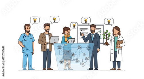 Diverse professionals brainstorming with innovative ideas and teamwork