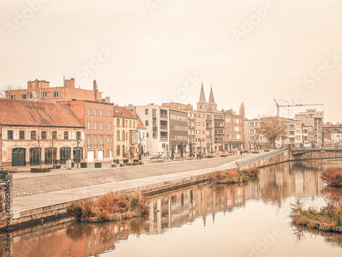 Εκτύπωση καμβά Street view of downtown Kortrijk, Belgium