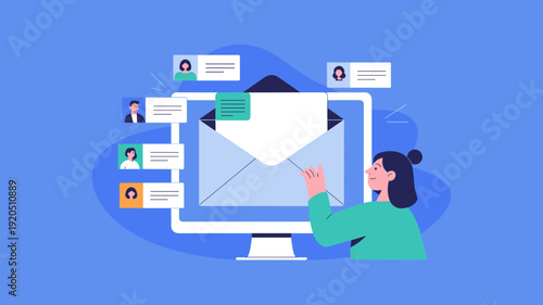 Marketing specialist customizing personalized email campaign with segmented audience tags on monitor, Email targeting and digital marketing strategy concept.