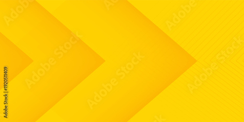 Abstract yellow gradient arrow shape overlay layer background with arrow pattern and shadow. Modern graphic element. Suit for poster, brochure, banner, business, cover, web, flyer. Vector illustration