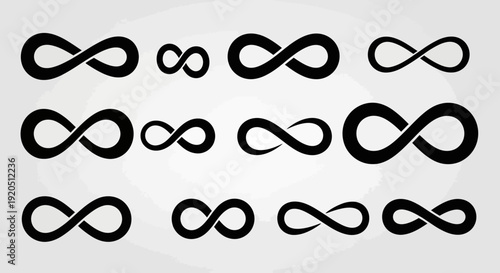 Collection of Infinity Symbols in Various Styles, Abstract Conceptual Design Elements in a Bright Studio.