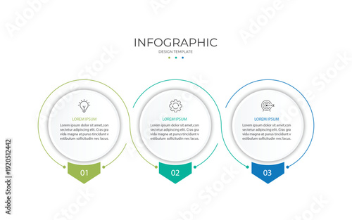 Business circle infographic template. Timeline with 3 options, steps, or processes. Business presentation. 