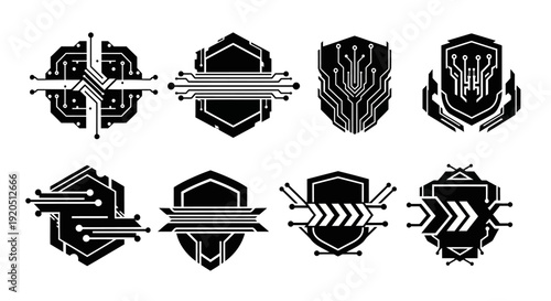 Vintage vector set of heraldic symbols featuring the coat of arms of France with crown, shield, ribbon, and decorative gold elements