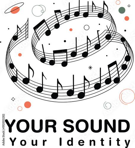 Vibrant musical notes swirling in harmony your sound your identity