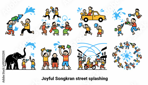 Joyful Songkran Festival Water Splashing Fun
