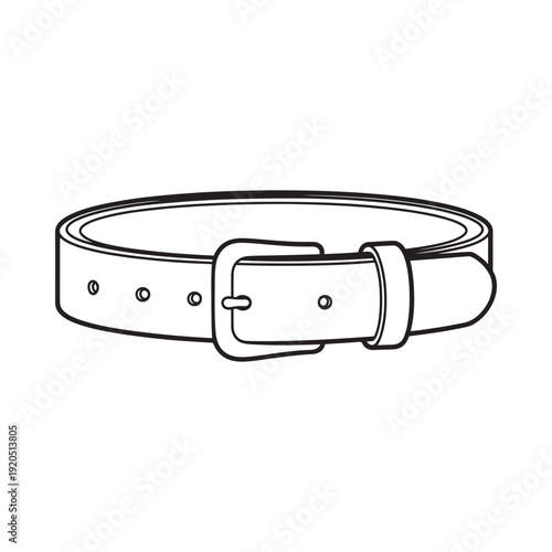 Simple black and white illustration of a classic leather belt with a buckle