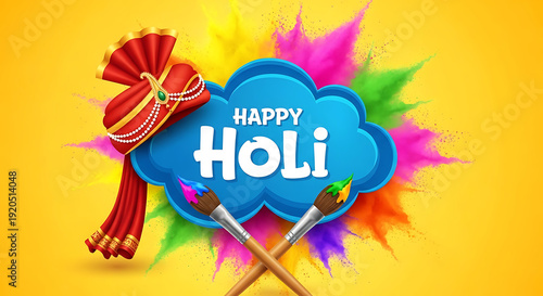 Vibrant colors and traditional symbols celebrate the joyous festival of holi
