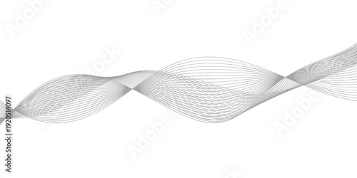 Red and white ribbon waves create a curved vector line pattern for a decorative art backdrop featuring an elegant shape design and texture