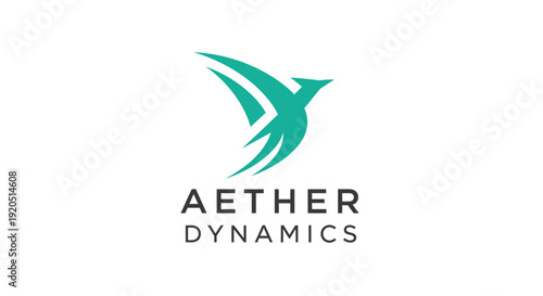 Aether Dynamics Logo: Abstract Teal Bird in Flight, Modern Corporate Identity