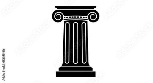 Ancient Greek Ionic Column Silhouette, Architectural Element, Classic Design