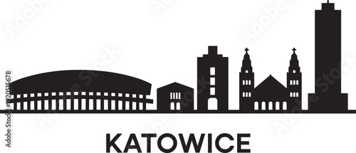 Katowice poland vector skyline with landmarks and buildings as city silhouette illustration