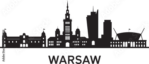 Warsaw poland vector skyline with landmarks and buildings as city silhouette illustration