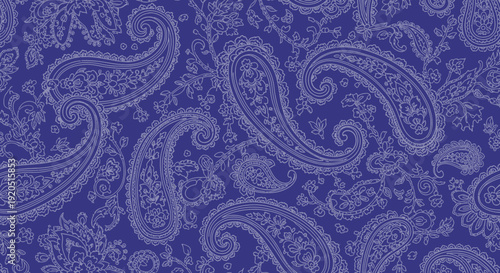 Intricate black and white paisley pattern with ornate swirls and arabesque flourishes.