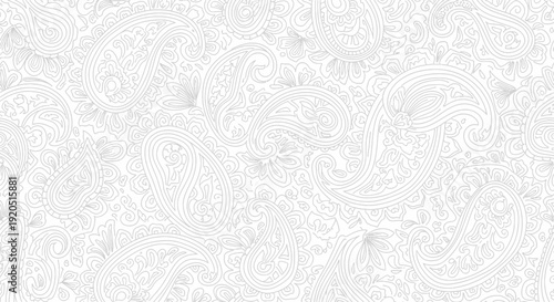 Intricate black and white paisley pattern with ornate swirls and arabesque flourishes.