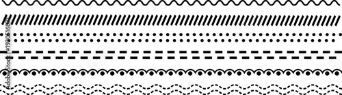 Waves line set. Lines, waves, zigzag, borders. set of african tribal motive border lines in doodle.  Geometric vintage line collection. Vector illustration