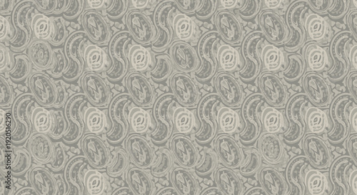 Intricate black and white paisley pattern with ornate swirls and arabesque flourishes.