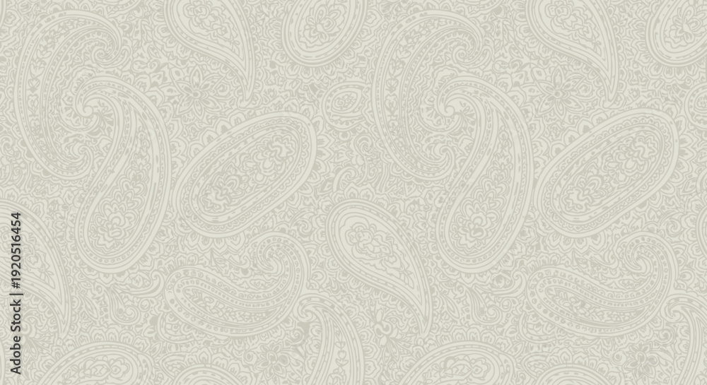 Fototapeta premium Intricate black and white paisley pattern with ornate swirls and arabesque flourishes.