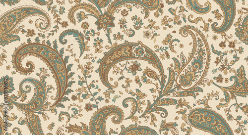 Intricate black and white paisley pattern with ornate swirls and arabesque flourishes.