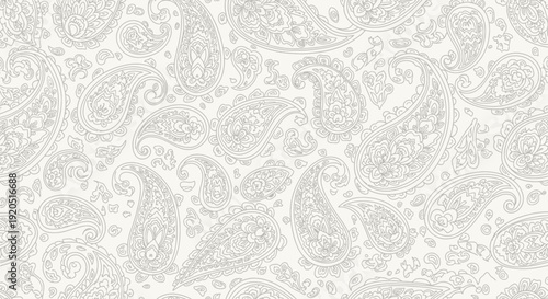 Intricate black and white paisley pattern with ornate swirls and arabesque flourishes.