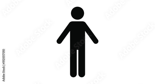 A simple stark black figure of a person stands prominently against a plain white background a striking silhouette