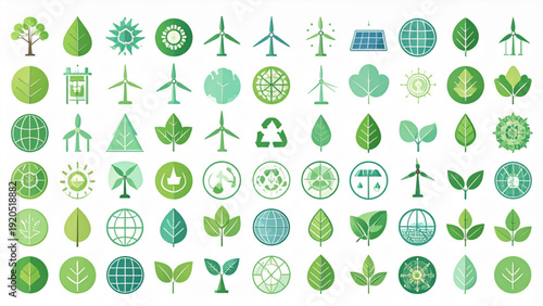 Eco & Sustainability Icons – Flat Vector Set of Environmental Concepts