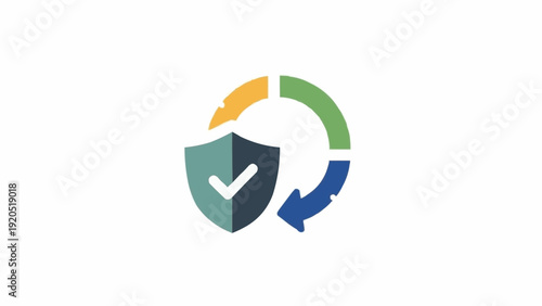 Obraz na plátne Shield Icon with Checkmark and Arrows.