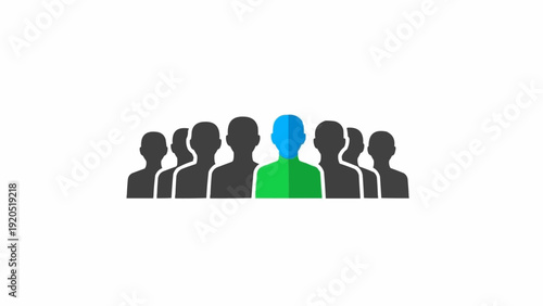 Unique Individual Standing Out from Group.