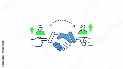 Картината върху платно Handshake Illustration Showing Partnership Agreement.