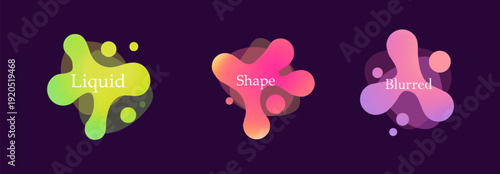 Set shape round gradient blob organic form. Abstract collection irregular blob. Liquid form deformed elements.