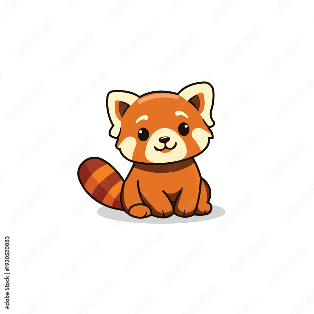 Fototapeta premium Cute Baby Red Panda Cartoon Character