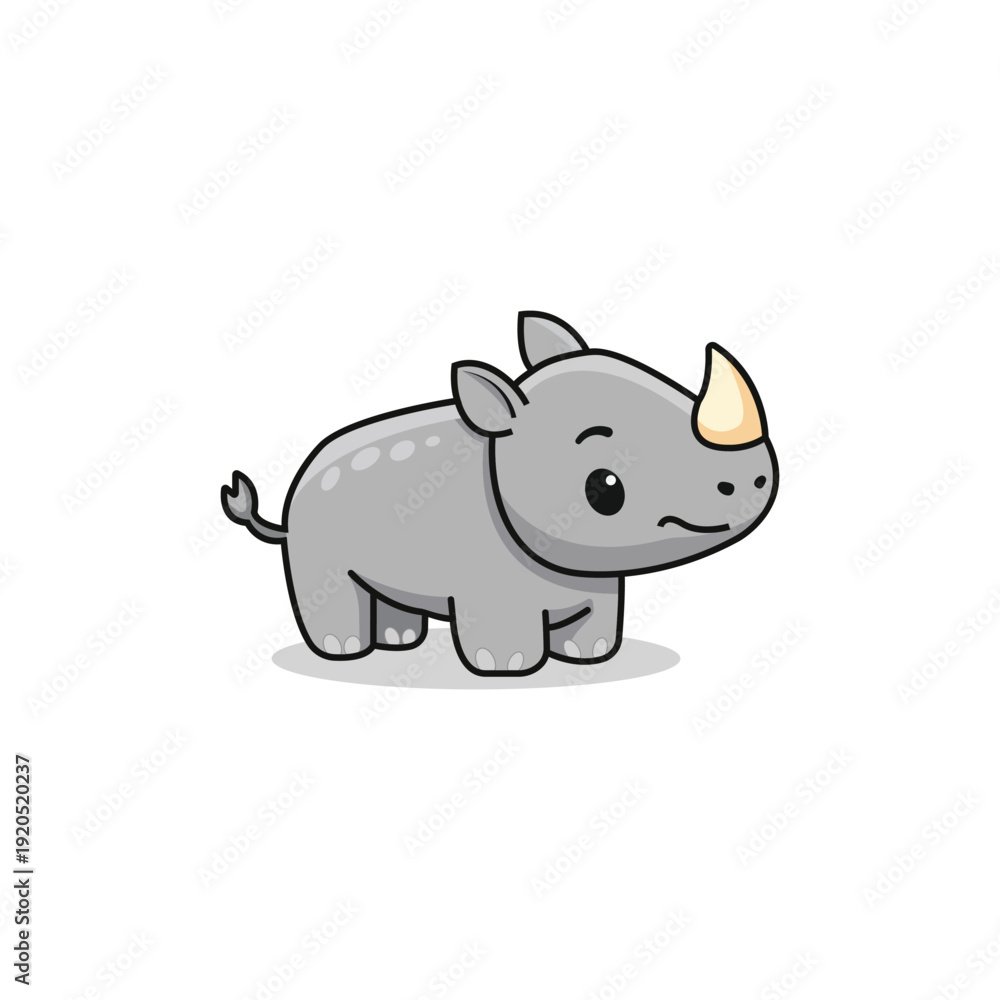 Obraz premium Cute Baby Rhino Cartoon Character