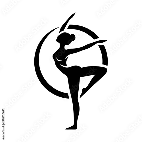 A serene yoga studio logo featuring a woman in a peaceful yoga pose
