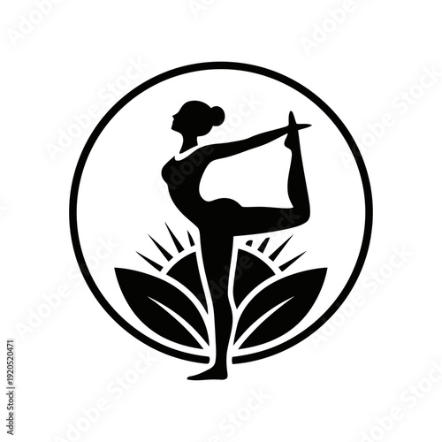 A serene yoga studio logo with a woman in a peaceful pose
