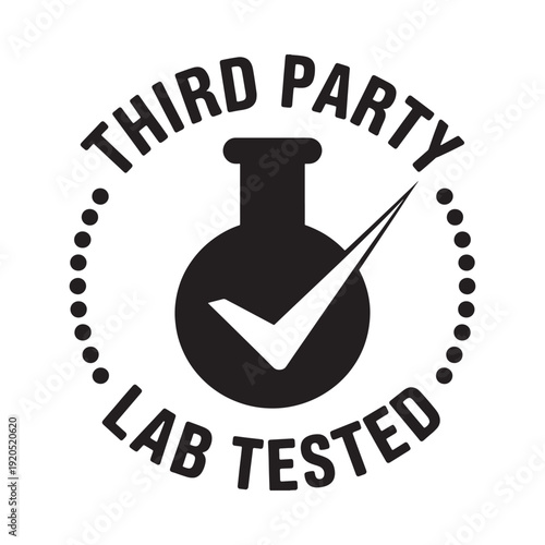 Third party lab tested emblem with beaker and checkmark symbol