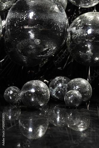 Disco mirrorball installation background creating nightlife atmosphere