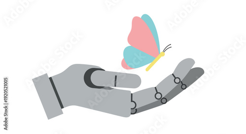 Robotic Hand Releasing a Butterfly.