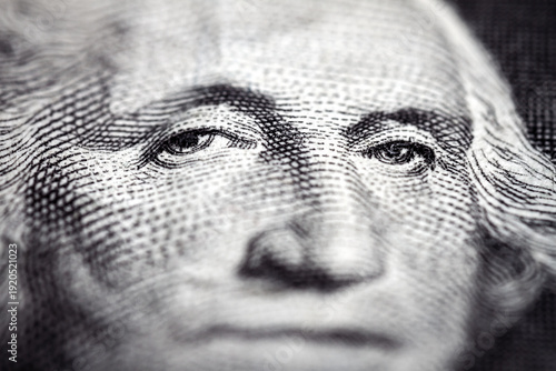 Billede på lærred Macro close up of United States one dollar bill