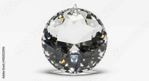 Brilliant cut diamond pendant isolated on a white background.