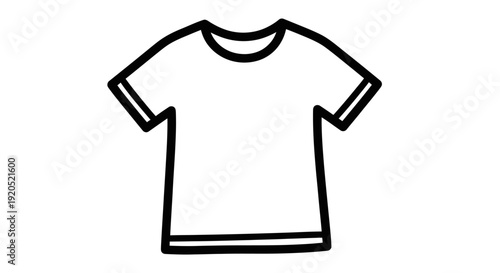 Simple black line art icon of a blank t-shirt on a white background
