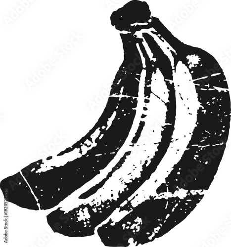 Grunge illustration of a bunch of bananas with textured distressed effect