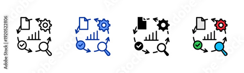 Continuous Review icon set multiple style collection