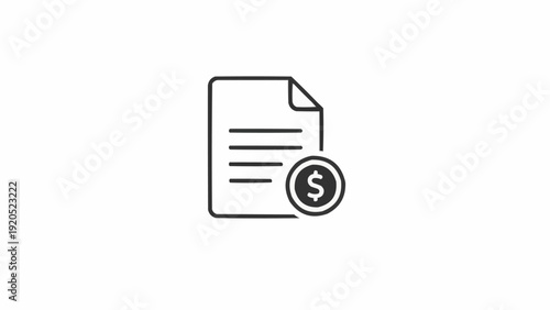 Invoice with dollar coin symbol.
