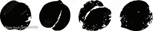 grunge black circle stamps set with rough distressed texture and vintage rubber mark effect