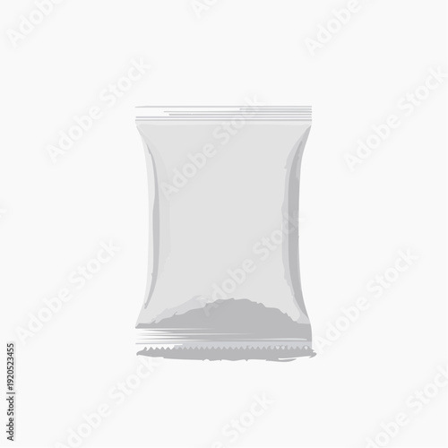 Generic blank white flexible heat-sealed sachet packaging pouch template for small product mockups