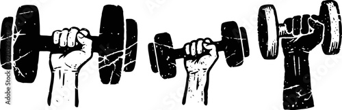 hands holding dumbbells in various grip positions fitness and strength training illustration