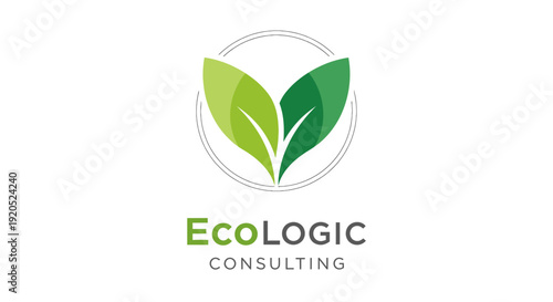 Eco-friendly logo featuring leaves in a circular frame symbolizing sustainability and growth