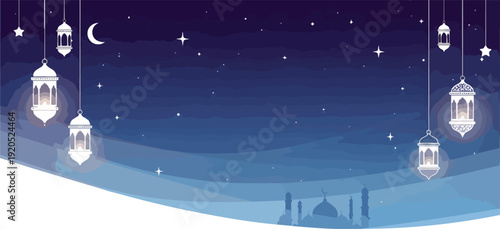 Hanging Lanterns with Crescent Moon Stars.