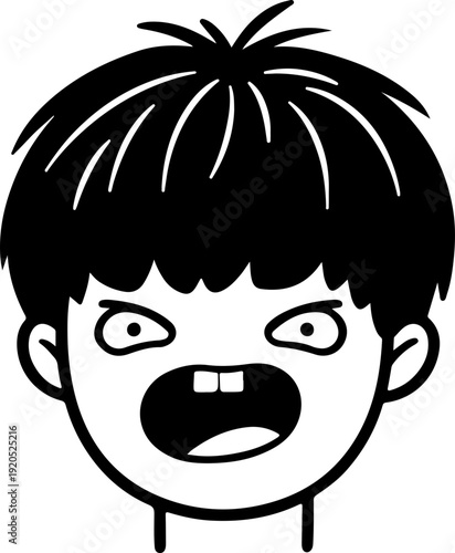 Illustration of an Asian kid with a wacky facial expression