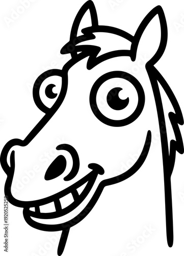 Illustration of a horse with a wacky facial expression